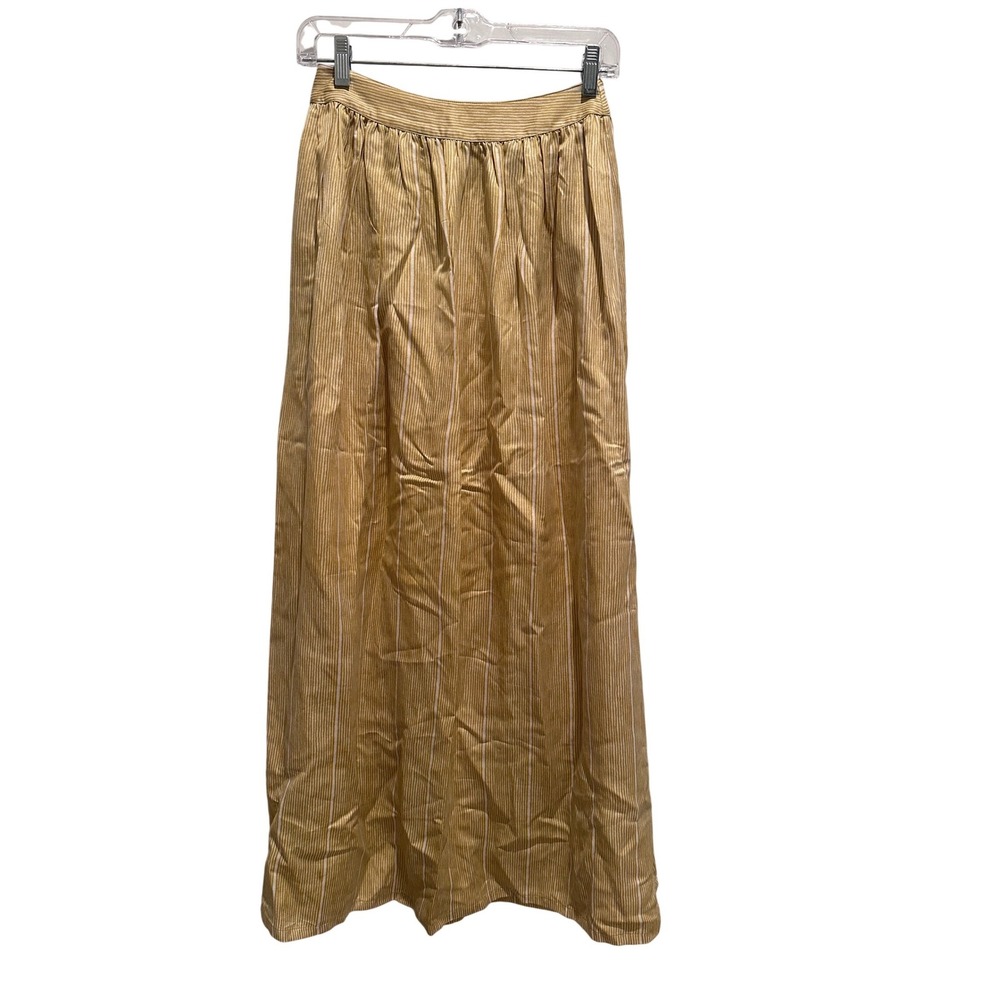 Sruti Dalmia Gold Stripe Maxi Skirt XS Resortwear Boho Glam Flowy Capsule